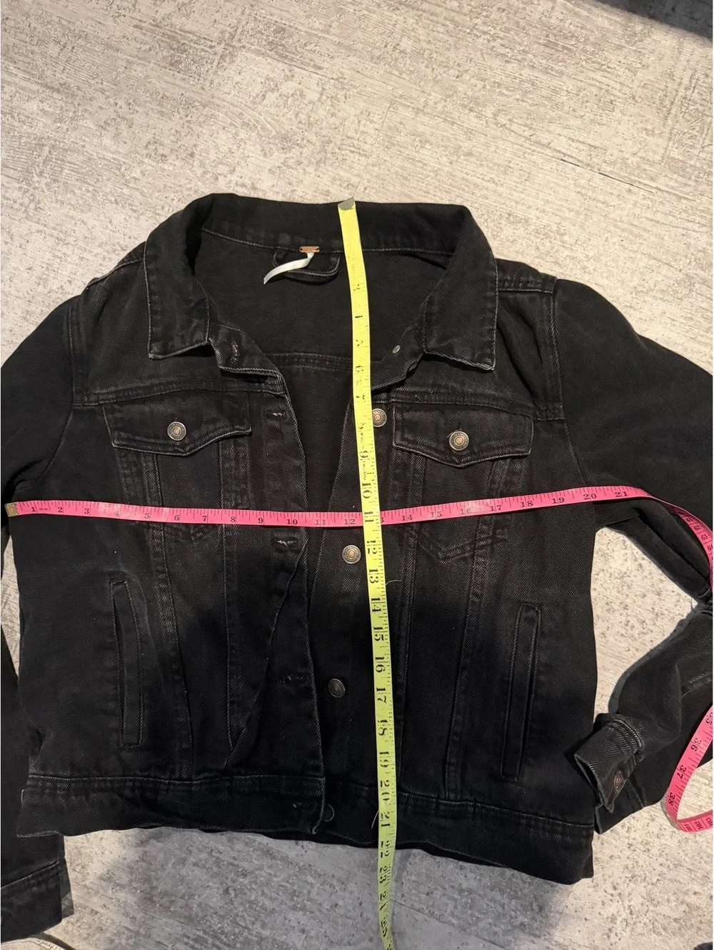 Free People Rumors Black Washed Denim Jacket L - Picture 3 of 5